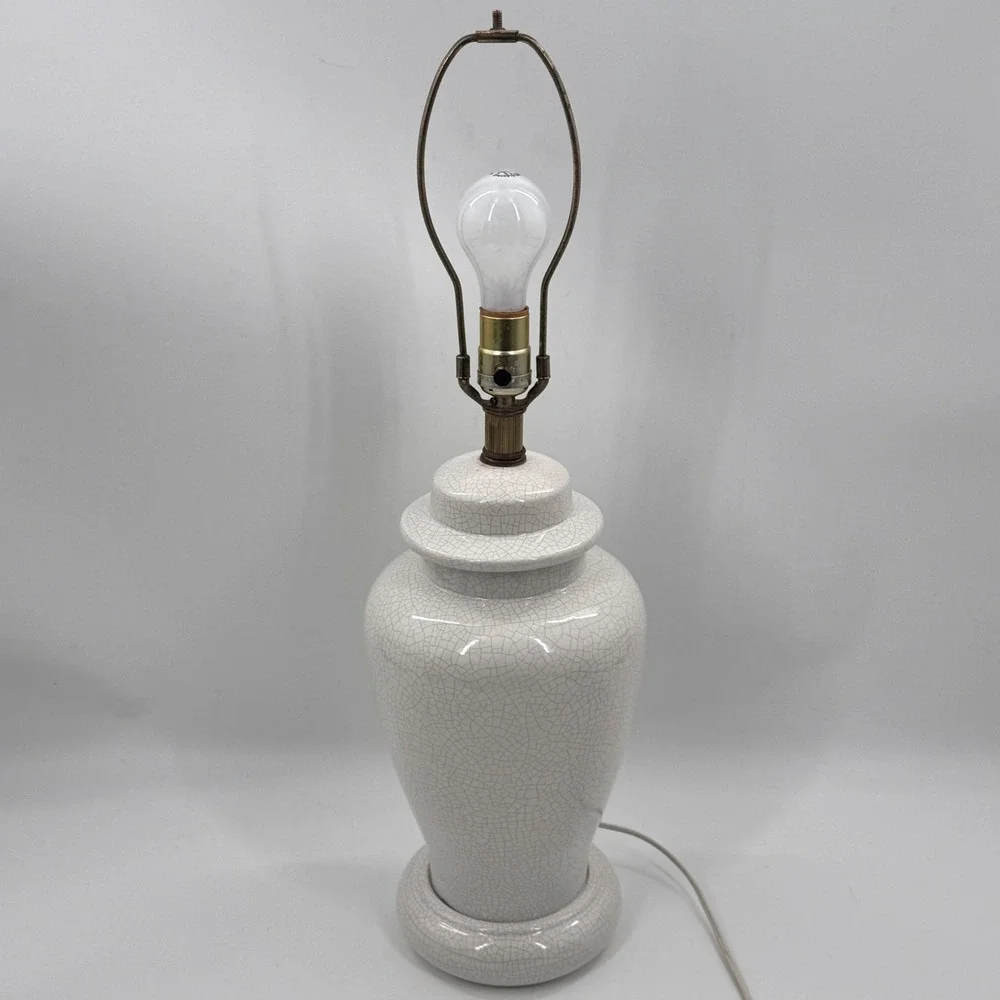 Vintage Chinoiserie Ginger Jar Table Lamp Crackle Glaze Ceramic